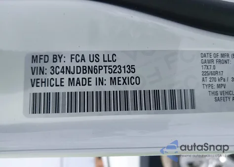 2023 Jeep Compass Latitude 4X4 из США, поврежденный, VIN 3C4NJDBN6PT523135